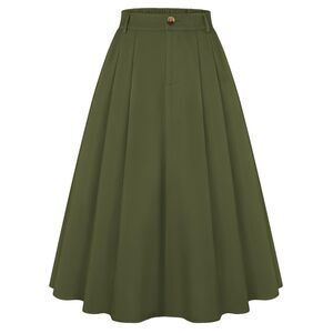 2974 Business Casual Midi Skirts 1940s High Waisted A Line Retro Skirt